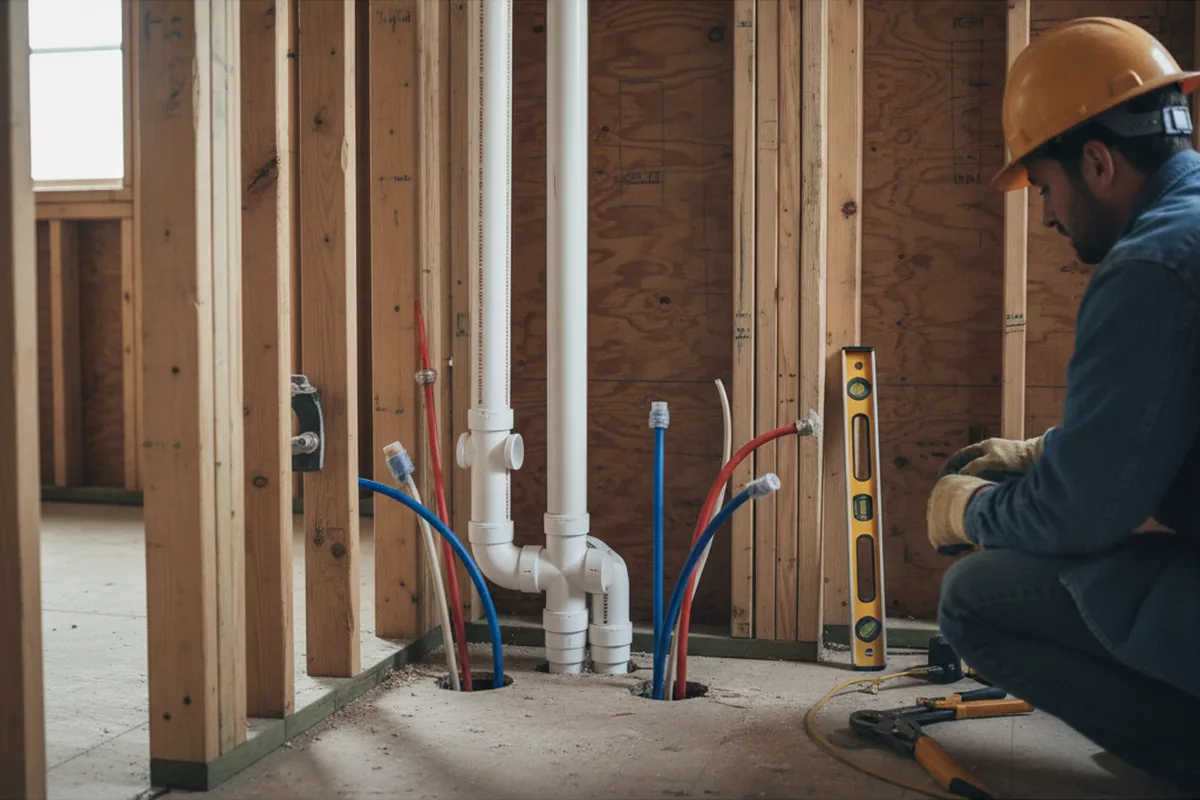 Drain and supply rough-in during Leak Detection in Bay Shore